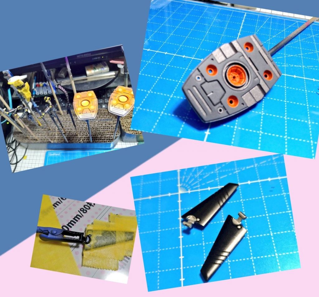 塗り分けも、自分史上最高に頑張った!そしてその効果はあったと思いますvマスキングもうまく行くとなかなか楽しいですね~♪塗装は基本的にアクリジョンをエアブラシで。一部塗り分けを4アーティストマーカーとガンダムマーカー、スミ入れはファレホのウォッシングカラー、つや消しコートはGSWのマットバーニッシュを使用しました。