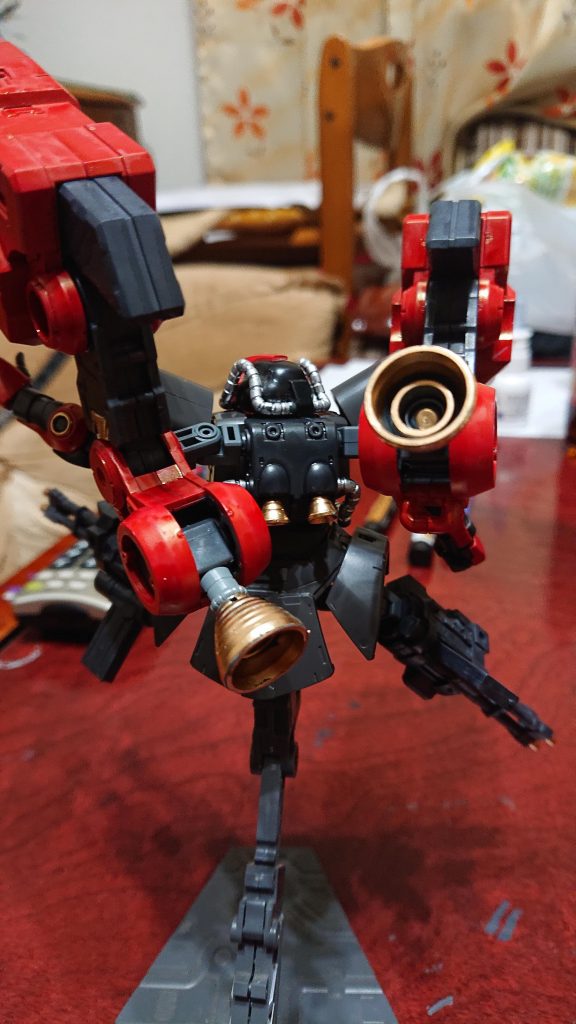 オリジンのザクからランドセル。ブリッヅガンナーのバーニアはクシャトリヤのやつです。