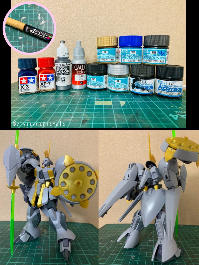 使った塗料と、仮組みの状態になります。