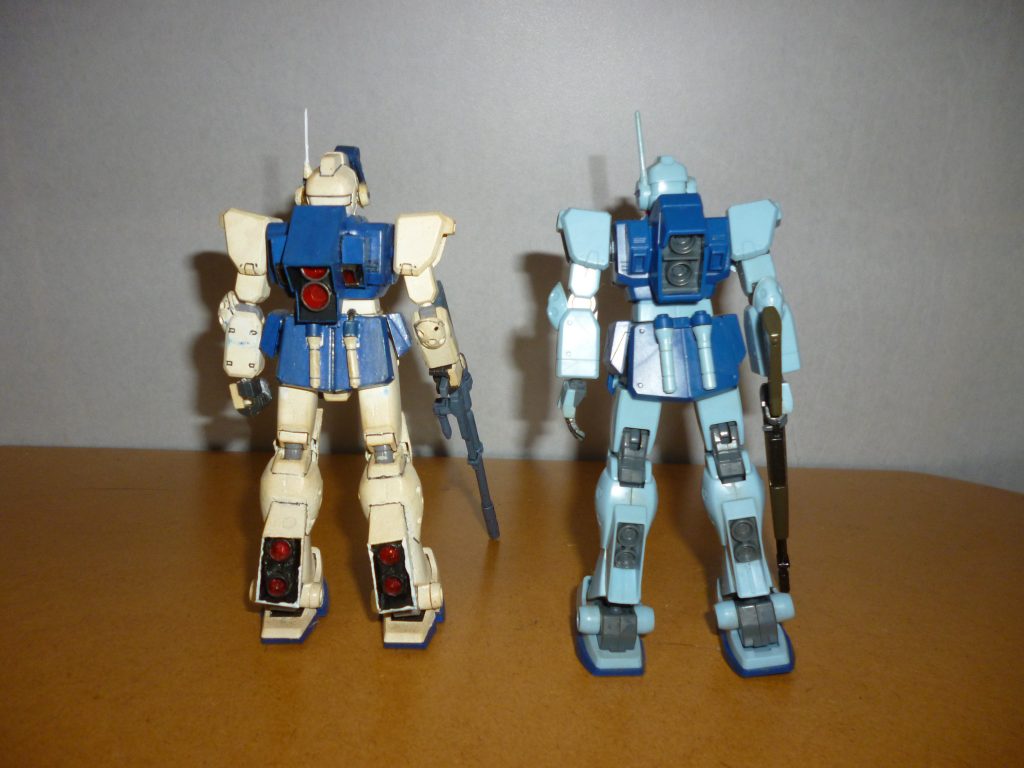 　HGUCジム・スナイパーⅡとの比較です。　細かいディテールなどはさすがに劣りますが、「当時の俺、なかなか頑張って再現してるじゃないか」と思えます(笑)。