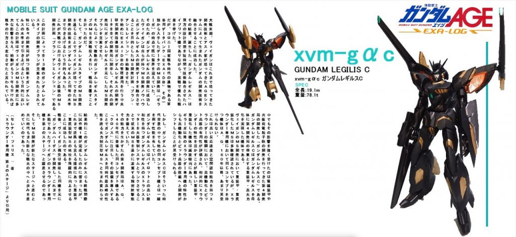 前回のダークハウンドからしばらくぶりでしたがいかがだったでしょうか。やはりガンダムレギルスとクロノスという大好きな機体同士の組み合わせだったので、かなり楽しみながら作らせていただきました。個人的には普通に公式の(本物の)EXA-LOGに出てきそうな機体を目指したつもりです。来年はガンダムAGE10周年ということで「何かやる」そうなので、それを基にHGクロノスが出てくれればもっと簡単に再現できるようになるかなとは思います。一応、ゼイドラの金型ってスイッチでクロノスと切り替えられるように出来てはいるので一番可能性は高そうですが・・。何はともあれ、年明けの先に「何かがある」機動戦士ガンダムAGE。今回はそんな作品の大好きな機体を使ったミキシング機を作ってみました。次回はこの機体の後継機を挙げられたらいいなと考えています。その時はまた、僕の妄想MSVに付き合っていただけたら幸いです。それでは、最後まで閲覧いただきありがとうございました!