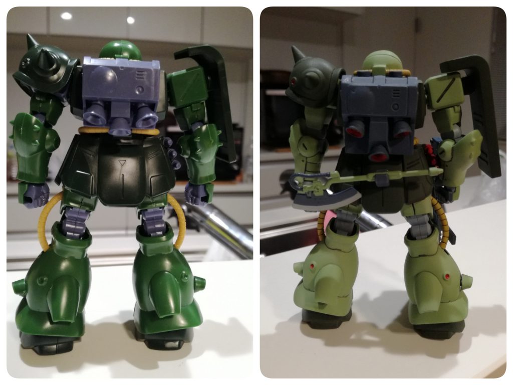 ヒートホークのマウントラッチを追加、ランドセルを大型化(これはやり過ぎました💦)、腕部の突起が変だったので作り直し、ショルダーアーマーをジャンクパーツから加工して流用くらいだったとおもいます。旧キットの力強さを活かしつつバランス調整しました！