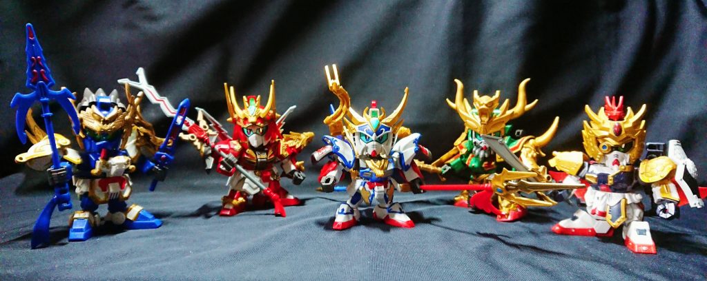 これで翔五誇将、改修完了です。五誇将は基本体はストレートに制作し、黄忠のように元々ある強化形態に合わせて、他の4武将もパワーアップさせています。