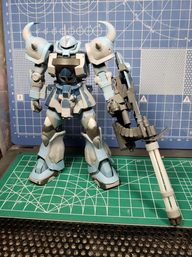 ガトリングはプラ板とプラ棒でスクラッチして先端部分にコトブキヤのMSGを使用しました塗装前最後の状態です