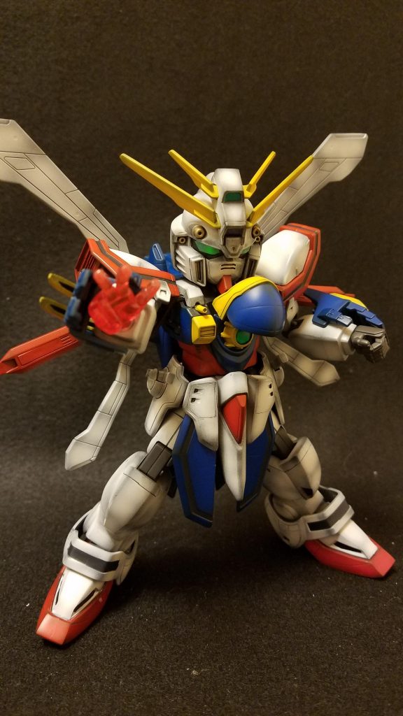 やはりゴッドガンダムと言ったらこのポーズ🎵ベースボディの1/100は胸が差し替え式でしたので単体で開閉出来るようにギミックを仕込みました🎵