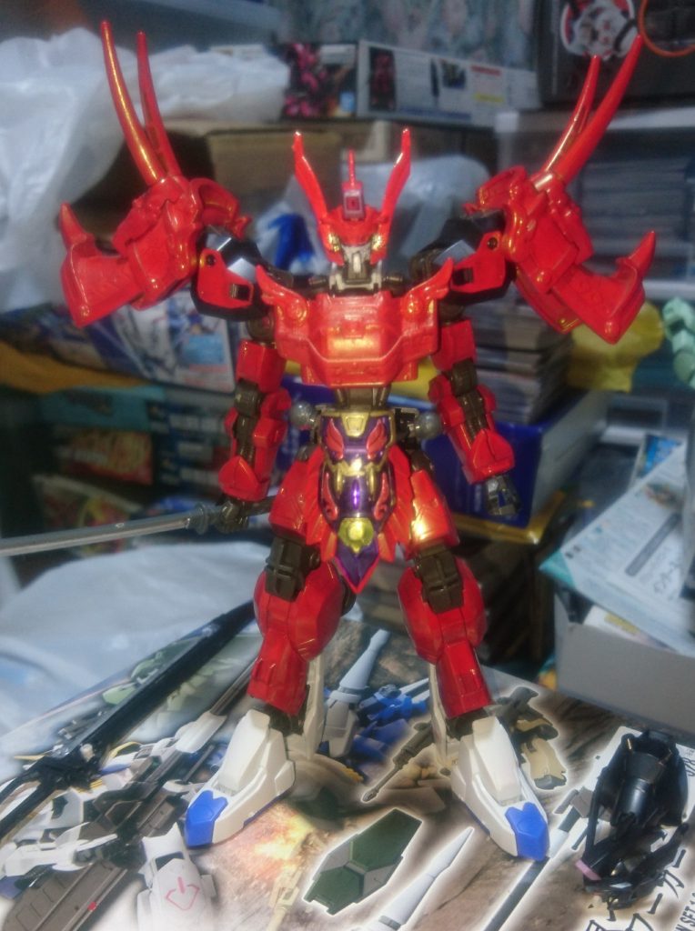 途中経過で4割位の時ですかね。とにかく赤く染めろな勢いで作ってました。