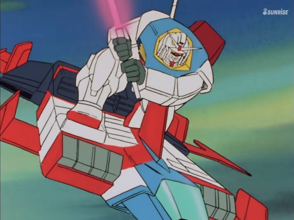 こちらが参考にした画像です。色はこれを基にしているため、一部本来の配色と違うところがあります。盾の裏はもちろん赤！Gアーマー本体の紺色は画像よりもちょっと明るくなってしまいました。ガンダムはもっと前傾姿勢にして、より腰をひねったらさらに画像に近づけられたかと思いますが、今の技術ではこれが限界でした。