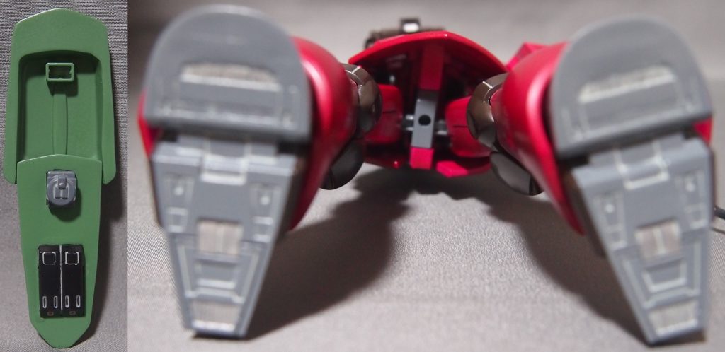 シールド裏はパテとプラ板で埋め、足裏に大きな肉抜き穴があったので、パテで埋めました。