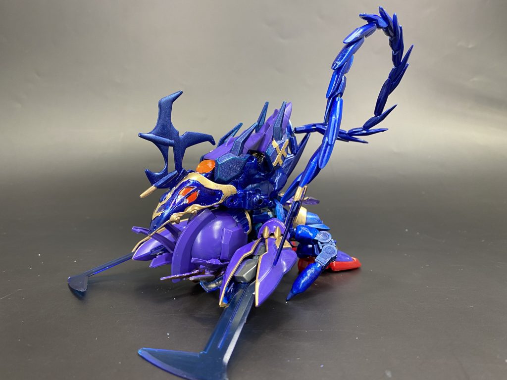 今回、お題は変形でしたので。サソリ形態に変形します。頭は黒魔神闇皇帝転がってたので使いました。