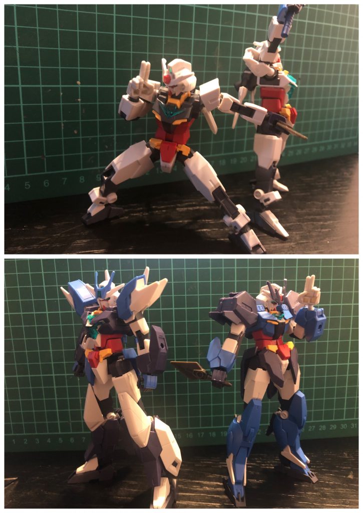 制作までの流れ最初は麒麟を作る予定だったんですが…→麒麟作るぞ!→コアガンダムとⅡのミキシングだ!→余った方も組んでみるか…→試しにニンニン手首と苦無持たせて…→あれ?忍者っぽいなこれ→忍者作ろ!(つづく)要は、麒麟用に組んだ余りなわけですがwコアガンダムのふとももが太くてふくらはぎが細い=忍者の下半身っぽい、となったキッカケですね。一体何が入ってるんでしょうね、あのズボン(袴のことね)以上となります!今回ビルドハンズを使ってニンニン指を作ってみて、こういう小物も大事だなぁ、と感じました。平手とか握り拳とか、アクションさせるなら必須だな…。ここまで閲覧ありがとうございました!次回は来年、相棒のカエルの登場です( *`ω´)たぶんではでは、また次回!(麒麟は…?)