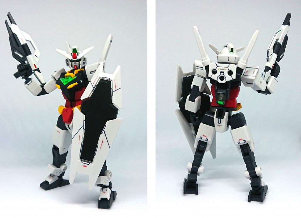 背部にGNドライブ1機を装備しており、ライフルやサベールはGNドライブの恩恵で出力が向上している。そして、このままの状態でも「トランザム」が使用できる事で、コアガンダムでの戦闘力と戦術の幅は格段に向上している。