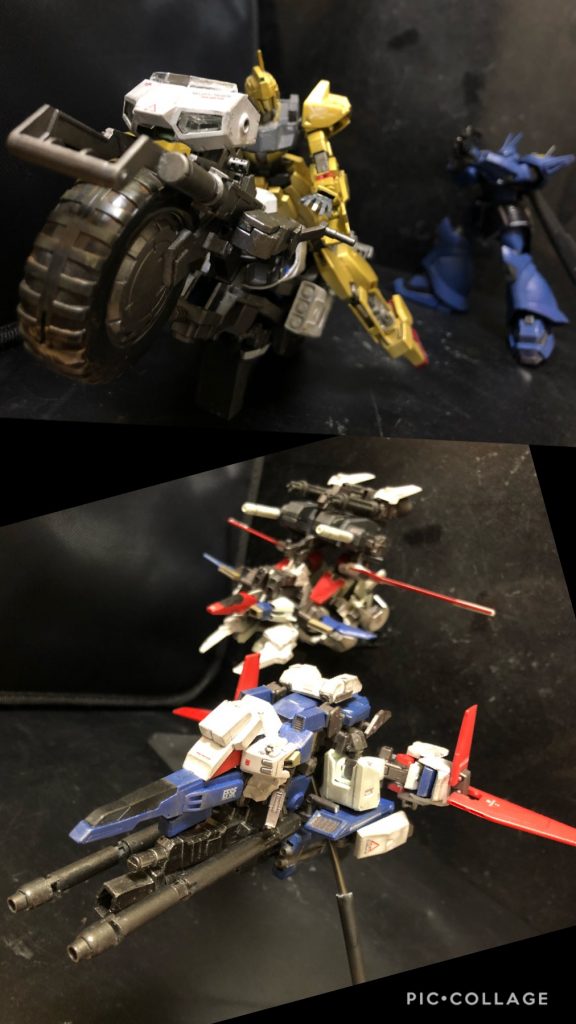 エル「ジュドー!!」イーノ「敵が!大丈夫!?」ジュドー「エル!イーノ!来てくれたのか!」エル「ジュドー!アーガマが大変よ!」ジュドー「アーガマが?どうしたんだよ!?」イーノ「ジュドーが出て行った後、アーガマが敵の強襲を受けているんだ!早く戻らなきゃ!」ジュドー「敵!?ネオジオンか!?」エル「わからないけど、青いMSだったわ!」イーノ「ルーがひとりで、ゼータで応戦してるんだ!」兵士A「我々の隊長がアーガマに雪辱を果たすのだ!貴様達に邪魔はさせん!」ジュドー「どこの誰だか知らないけどー!アーガマはやらせない!エル!イーノ!合体だ!」エル「了解よ!」イーノ「わかった!了解っ!」