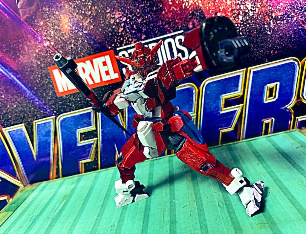 まず最初はシャウトモン！コアガンダムを素体としアンテナなどもこだわりました