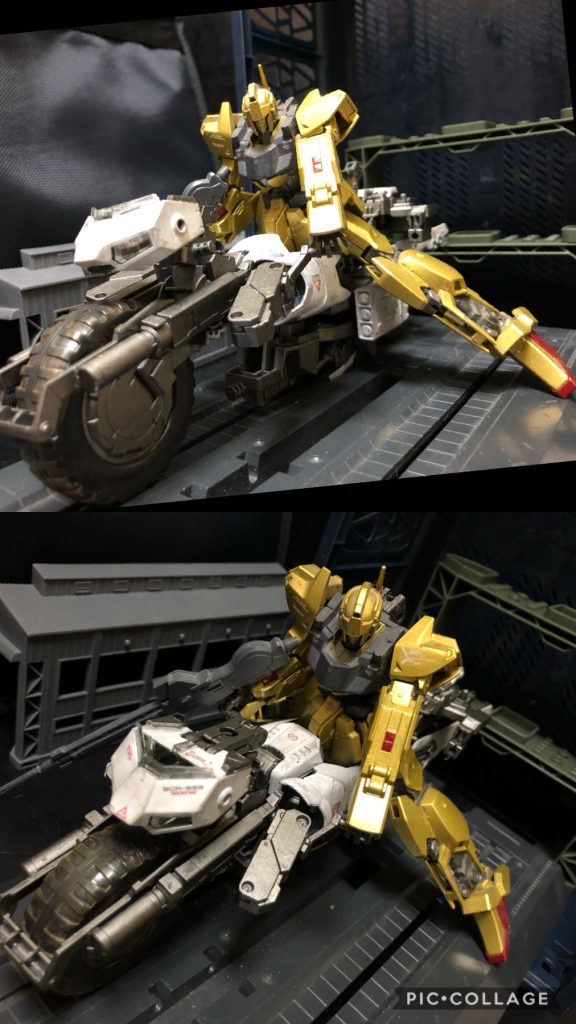 ジュドー「ところでさ、なんでメガ・ライダーに百式が跨ってるのかな?」アストナージ「え?」ブライト「誰だ!百式に乗っているのは!」ビーチャ「へっへー!やっぱバイクって言ったら黙ってられないよなあーっ!」アストナージ「百式に乗ってるのはビーチャか!」ビーチャ「へへっ!ちょっとツーリングと洒落込みますか、行くぞ、モンド!」モンド「あいよっ!」ブライト「こら!オマエ達!!」アストナージ「あー!!行っちまったー!!」ジュドー「なんだよアイツ達、勝手してさあ。オレも乗りたかったのに。」アストナージ「ジュドー!何ボーっとしてるんだよ!追いかけなきゃ!」ジュドー「えー、オレ?追いかけるの?そのうち帰ってくるんじゃないの?」ブライト「ジュドー!これは遊びではない!アイツ達を連れ戻して来い!」ジュドー「ええ!?キャプテンまで!わかりましたよ。オレが連れ戻してきますよ。コアファイター行きます!」ブライト「頼んだぞジュドー!」