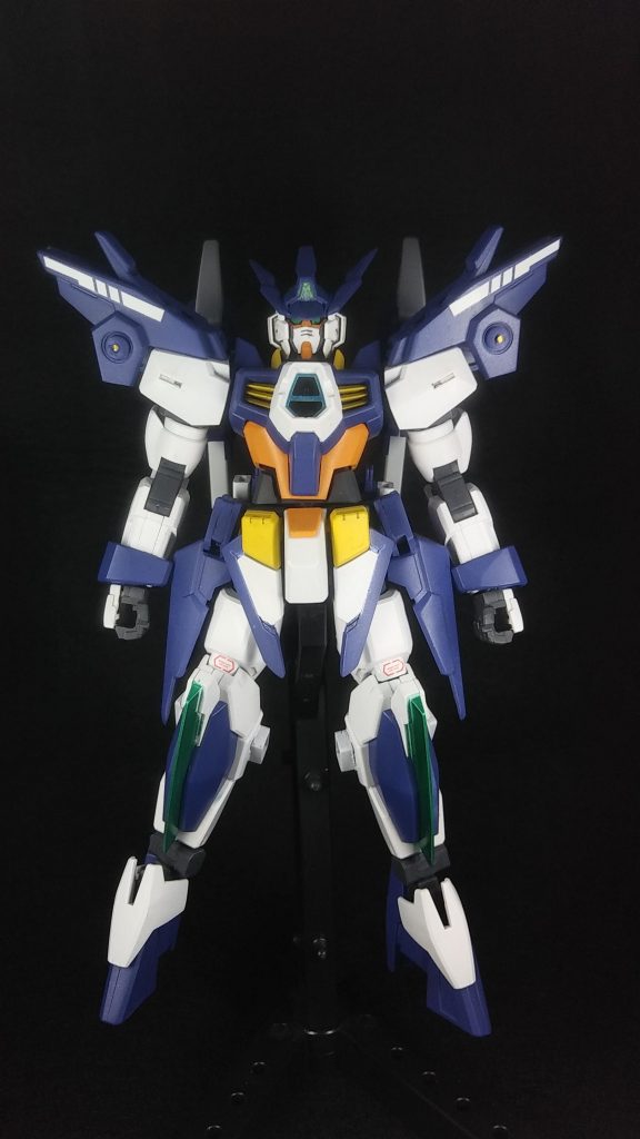 正面申し訳程度のデカールをちょいちょい。主に使ったキットはAGE-1、AGE-2マグナム、レイザー改造キット、アルティメス改造キットです。