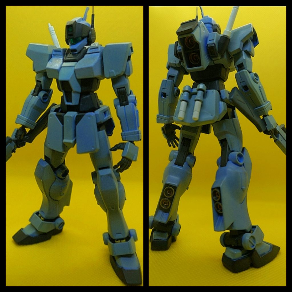 体はＧＭ/ＧＭ、脹脛のスラスターは切り取ってくっつけましたかなりスタイル良くなって気にいってます頭部はジオン系にいじりました