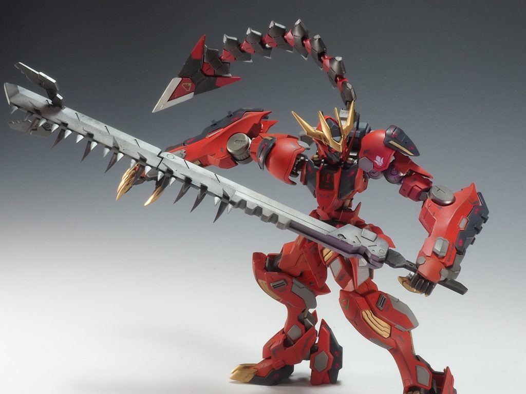 え~MS用の釘バットです💦アスタロトのデモリッシヨンナイフにコトブキヤのトゲを植え込みました。凶悪な外見がバルバトスによく似合うかな?