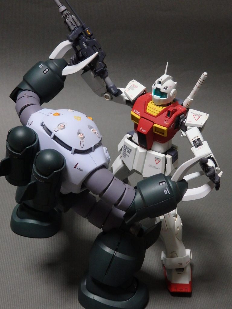 　袖付きカラーのズゴックが無かったので・・・・　ノーマルカラーのズゴックと絡ませてみました。 