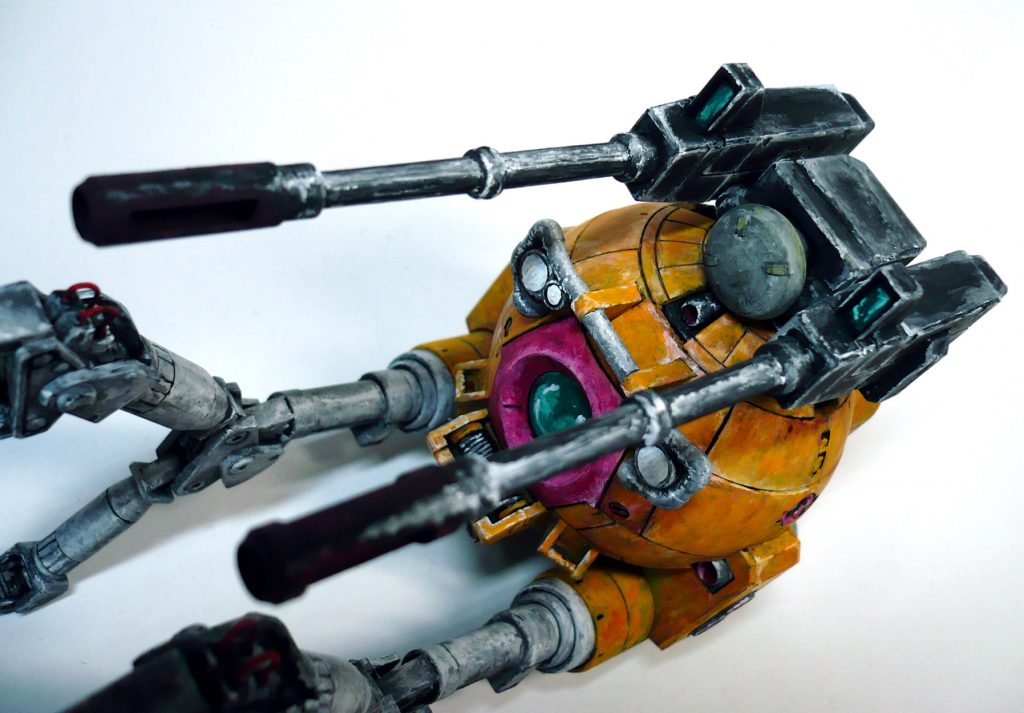 2連キャノン砲はアーム部分と同じ配色なのですが黒ベースで色合いと塗り方をボール本体と変えてみました。