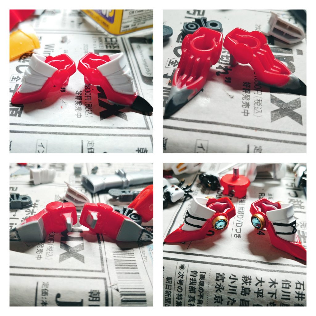 ハイヒールは祝融ノーベルをベースに創傑クシャトリヤとプラ板で大型化。ついでに丸ノズルLとアクアマリンでアクセントを付けてます。