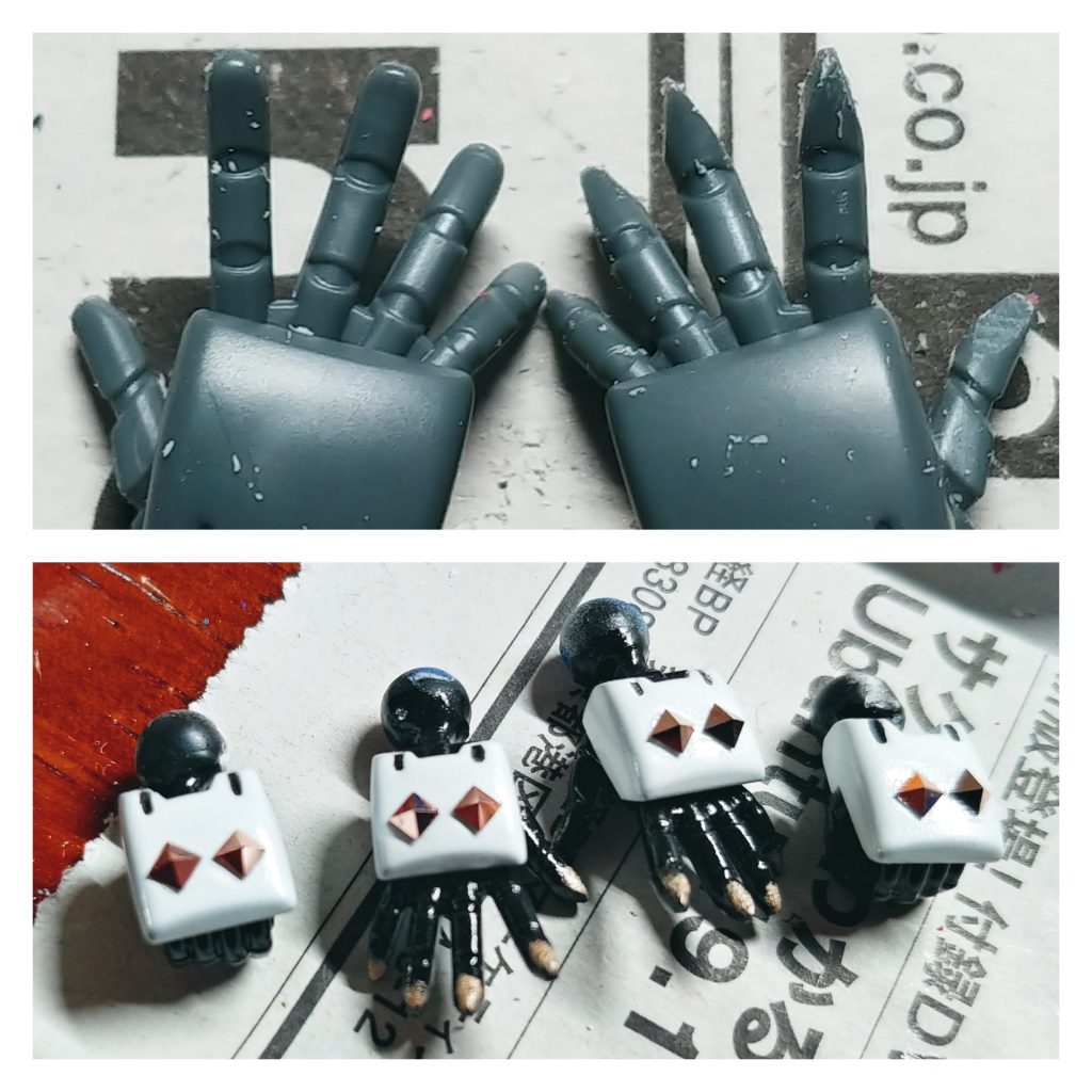 手はビルドナックルSで先端シャープ化とネイル追加。甲には装飾も。