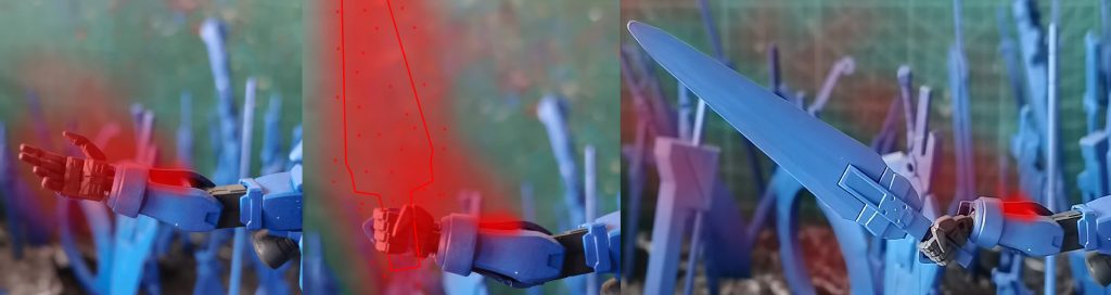 その名は”偽剣煉写（いけんれんしゃ）”である＝＝”煉赤”を搭載した機体使ったことがある白兵戦武器は、(成)の両腕の排出口から放出した”煉赤”によって実体化する、 チートを使うみたいでも正真正銘の経験（中二）の力＝＝（ＧＢＦのカテドラルガンダムようなステージの粒子をコントロールできる能力、その真似、改造及び劣るものの感じ＝‐） 