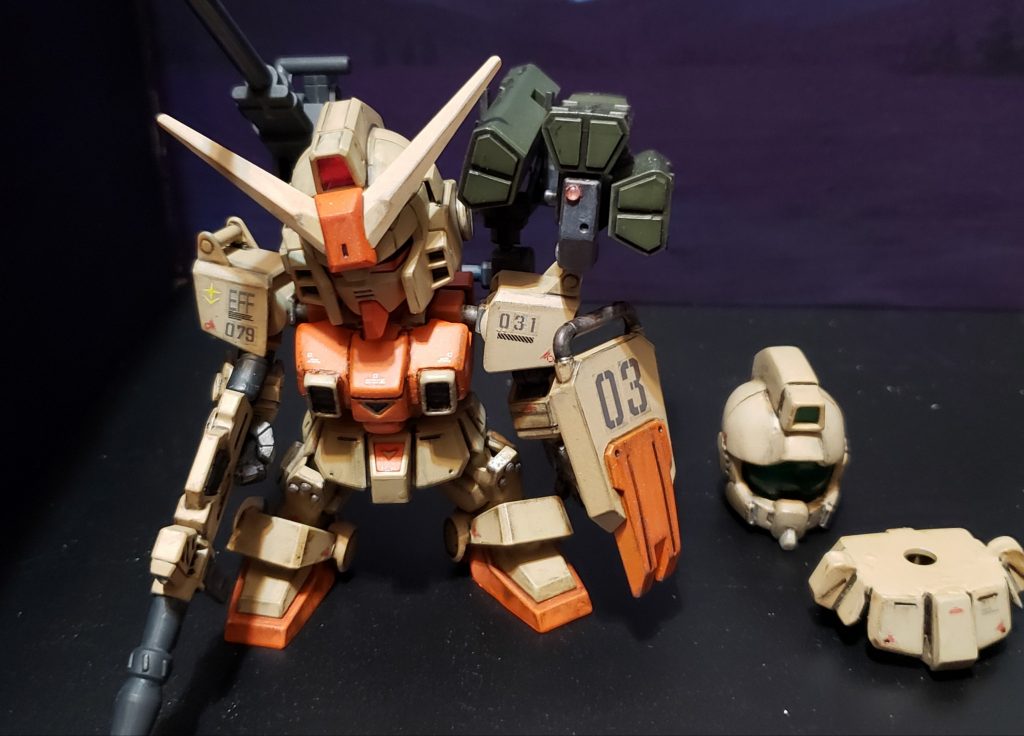 陸戦型ジムの頭とスカートをガンダムのものに入れ替えています。以下設定