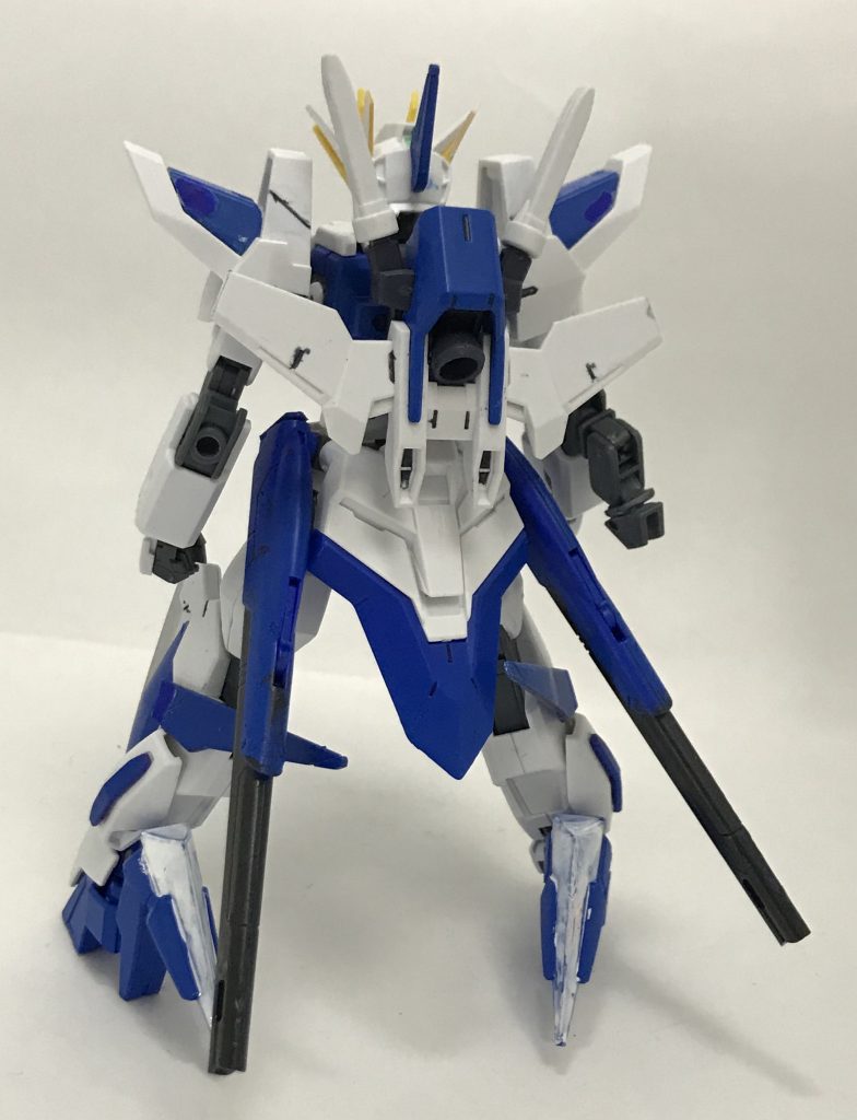 ストライカーパックシステムは、ファーストライカーEXというものを装備してます。元となったストライクPSはGM/GMの背中をファーストガンダムのバックパック風に改造してるストライカーなので、ビームサーベルの位置が似てるコアガンダム/アースリィガンダムの物を使用しました