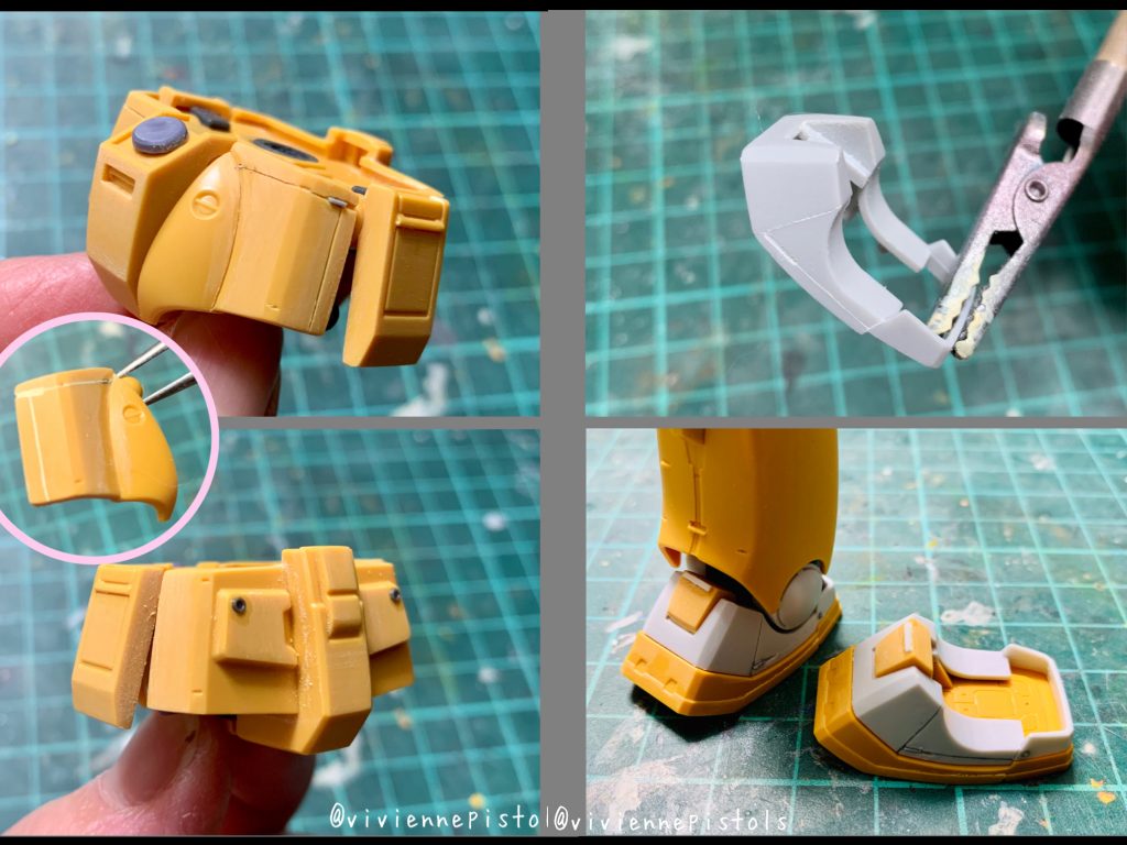 段落ちや新たにスジ彫りを追加し、プラ板と社外パーツを使いディテールアップをしました。