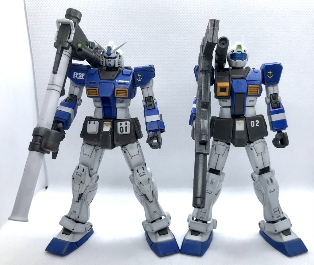 デカールも出来るだけ同じ物を使ってみました。ジムキャノンの胸のデカールはいつのまにか剥がれてたけど(T . T)