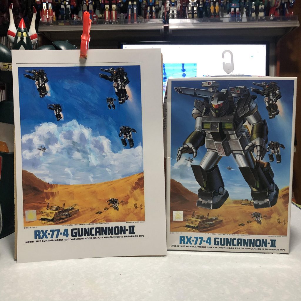 印刷したパッケージからガンキャノンⅡの部分を消して背景を作りました☆