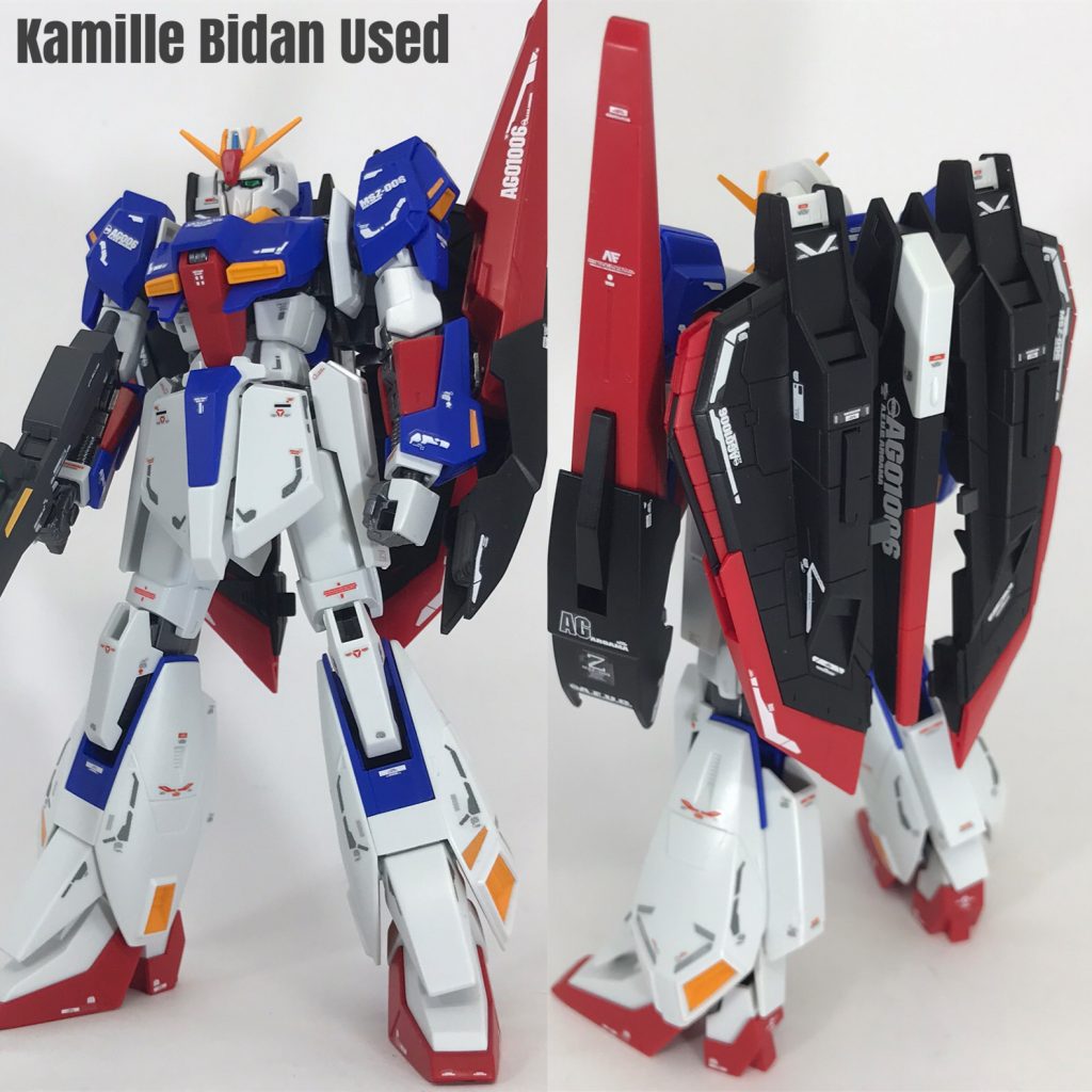 カミーユ機です。本体には手を加えてませんが、フライングアーマー部分の色分けが面倒だったのでRGのモノを移植しました。