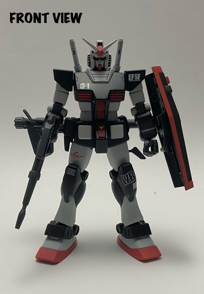 改修箇所は前腕部、肩、腰部、バックパック、ライフルの形状変更とアンクルガードのスリット、右腰にホルスター追加