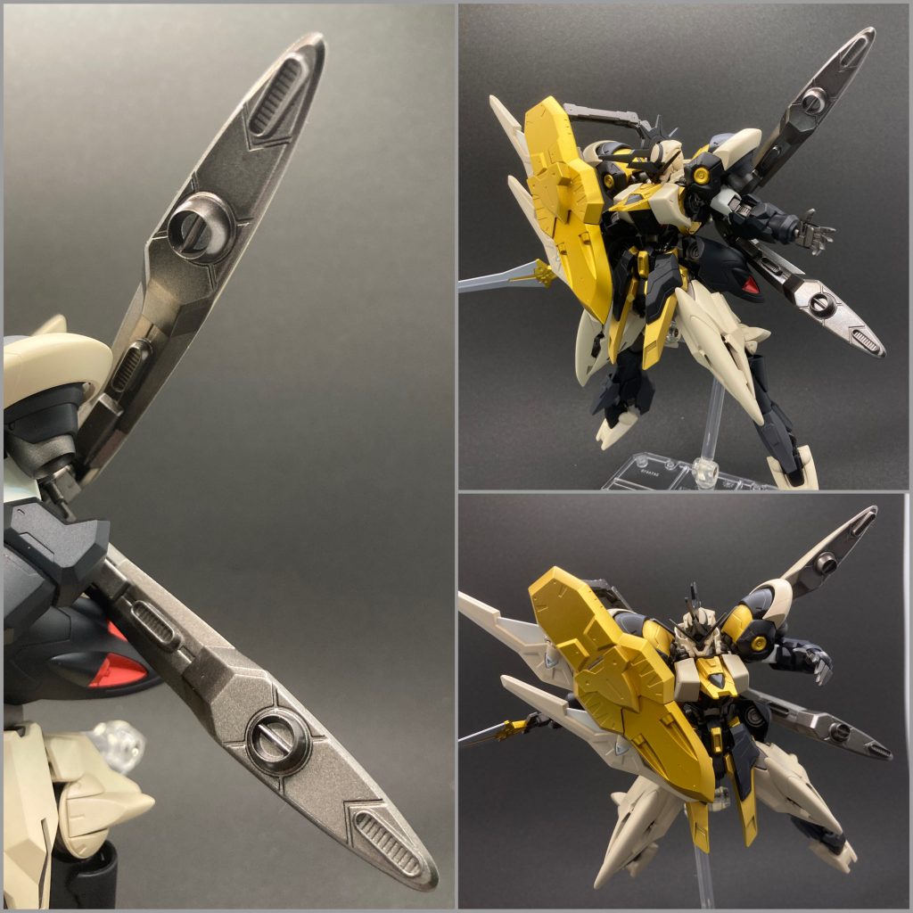 【ウーデン】ジンクスのサイドアーマーを使用。展開することでIフィールドのようにビーム攻撃を無効化する。ウーデンは「無」を意味します。