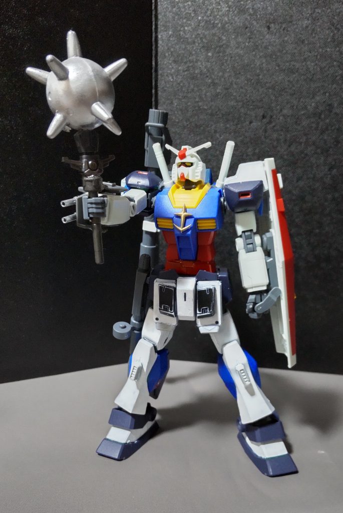 ガンダムメイス今回の一番のこだわりポイントです。ガンダリウム合金制でMSや戦艦も簡単に粉砕する。もう一つ作ったら、ドラクエ2などに出てくる地獄の使いや悪魔神官が再現出来ますね。※こういう形をした鈍器は「モーニングスター」ともいいます。※詳細はwikiを見てね。