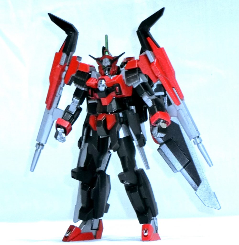 ・ファトゥム-01を中心に塗装の見直し・前腕ハードポイントの補強・膝部グリフォンビームブレイドの位置調整・サイドアーマーにグリップホルダー(丸ごと余ったダブルバレット及びダークハウンドの余剰パーツから胸のAパーツ流用)追加ダブルバレット部分もツインドッズキャノンに∞ジャスティスのサイドキックスラスターを追加。