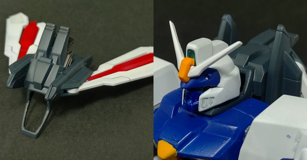 コアランダーは背中につけられなかったので、コックピット部分をくり貫いて、首のところに通して頭で無理矢理固定(笑)