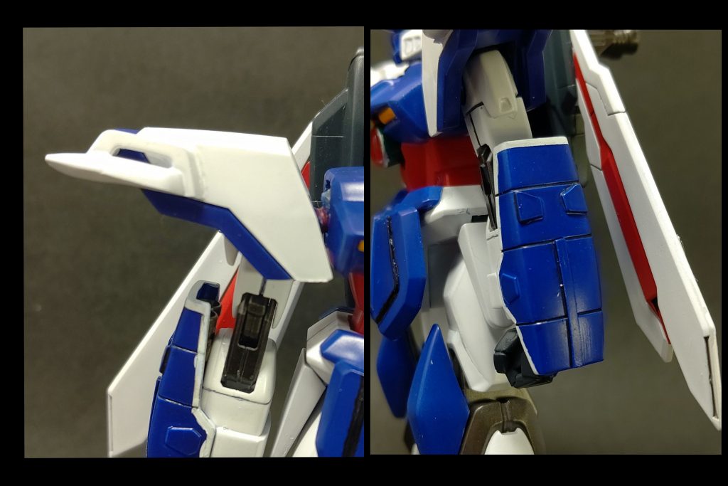 肩もデュエル趣向を取り入れ、腕もデュエルのシールドっぽくなるようプラ板追加。