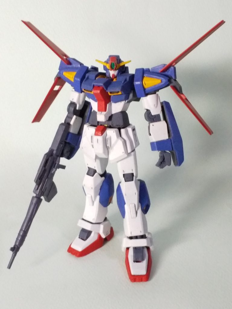 頭部:ケルディムガンダムサーガ上半身:ライトニングガンダム腕:ガンダムAGE3ノーマル下半身:ガンダムMK2武器:GNアサルトカービン(ケルディムガンダムサーガに付属)ガンダムブレイカーで再現可能なように無改造でのミキシングにこだわってみました。(ゲームは持ってませんが)