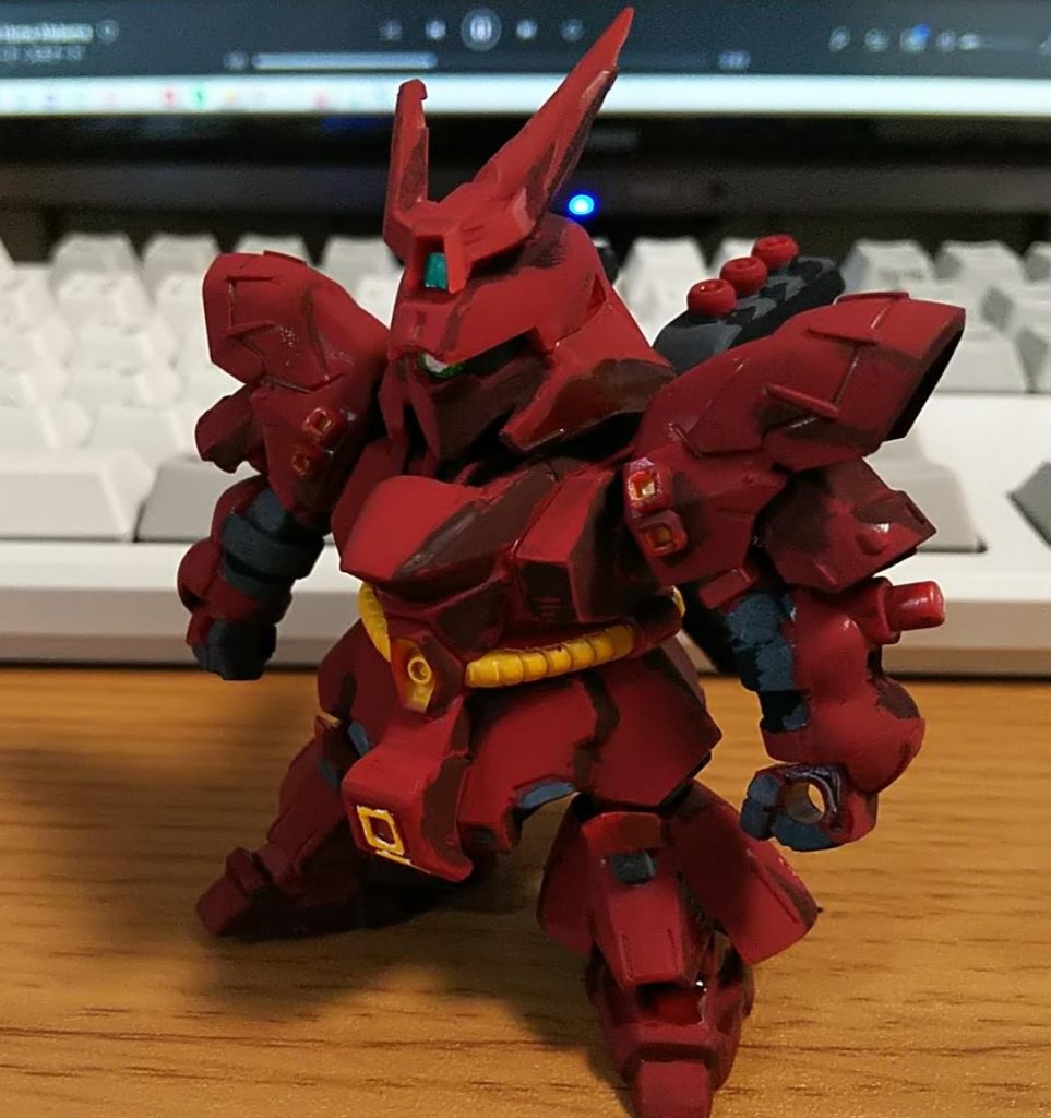 基本色と影色を塗った状態です。塗料はアクリルガッシュを使用。