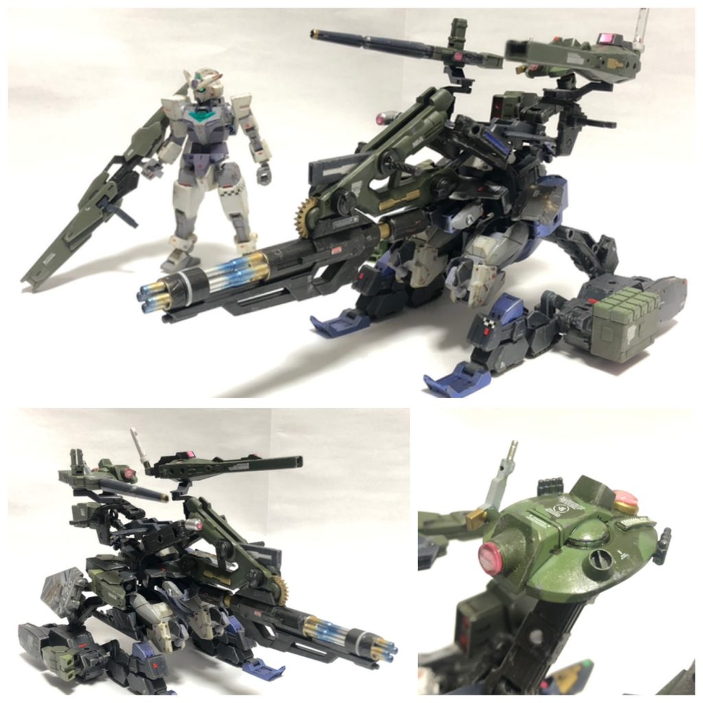 ルシファーアーマーは支援AI【バティン】が独立制御している設定　名前は悪魔ルシファーの使い魔バティンから来てます青い馬に乗った悪魔なのでタンクにピッタリ！
写真右下がバティンのユニットスターウォーズのR2D2みたいにキューキュー言ってたらかわいいなぁコアドッキング時も多くの火器の制御や索敵などのサポートをします※鉄血オプションのSAUモビルワーカーを使用