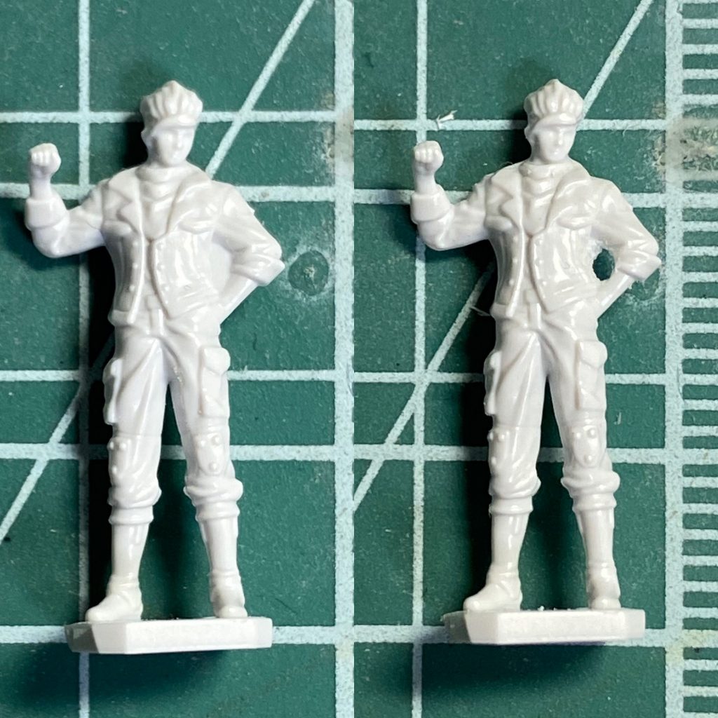 オルガのフィギュアは右脇下が塞がっていたのでピンパイスで貫通。