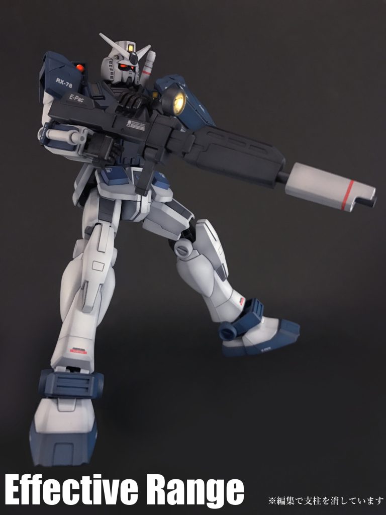 前述のセンサーターレットと「試作型ビームキャノンライフル」との総合活用により、有効射程距離の約80%の固定目標に対し、約60%の命中率向上を実現し、戦艦並みの精密射撃を可能とします。※マスターアーカイブを参考に数値を出しています。