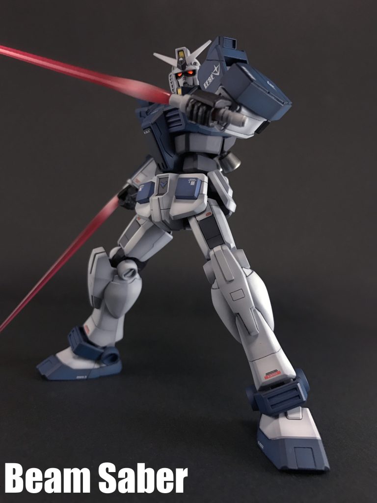 「RX-78」シリーズの高いジェネレーター出力により、ビームサーベルユニットを2つ同時にドライブ可能で、「極めて高い汎用性を有する機体」に高度な白兵戦能力を付与します。