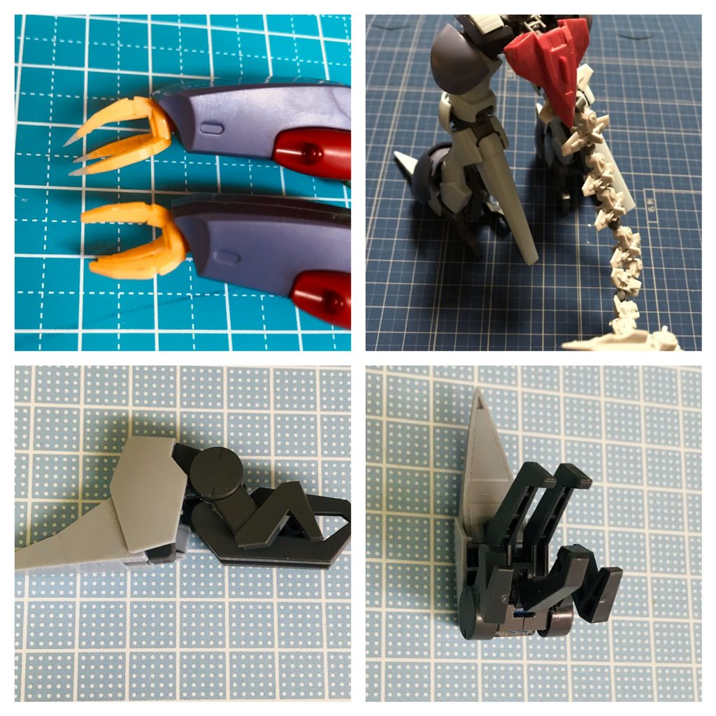 手はシャープにスタビライザーは流用したパーツの関節を倍にして、ぐにぐに動きます。