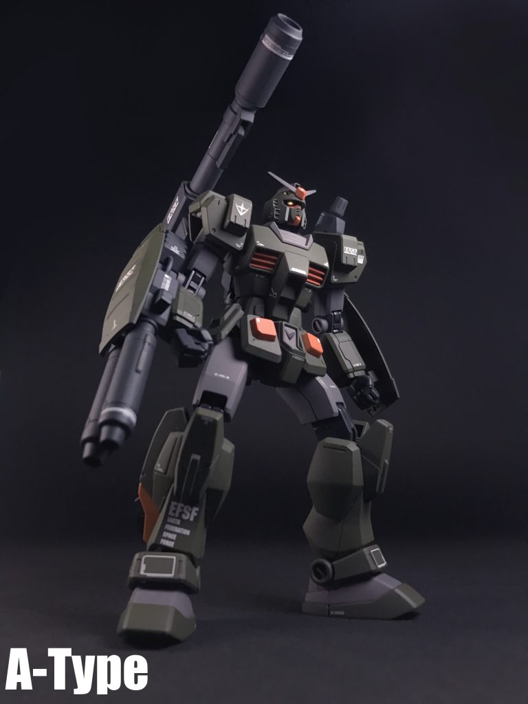 A型です。言わずと知れた「フルアーマーガンダム(以下FAガンダム)A型」を模した形態です、「FAガンダムA型」は「対MS戦、対艦戦ともにトータルバランスに優れた」機体です。U.C.0079時の標準仕様です。