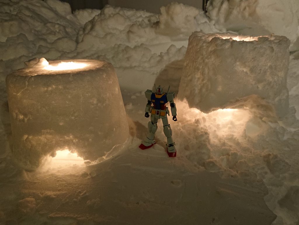 パチッた時のお遊びで雪灯篭と