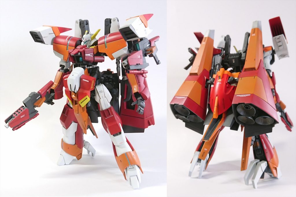 バイアラン+メッサーラのミキシングです。まずは素立ち。温かみがありつつ、かっこいい色を目指したのですが、どこかの汎用ヒト型決戦兵器の2号機っぽいところがありますねぇ。