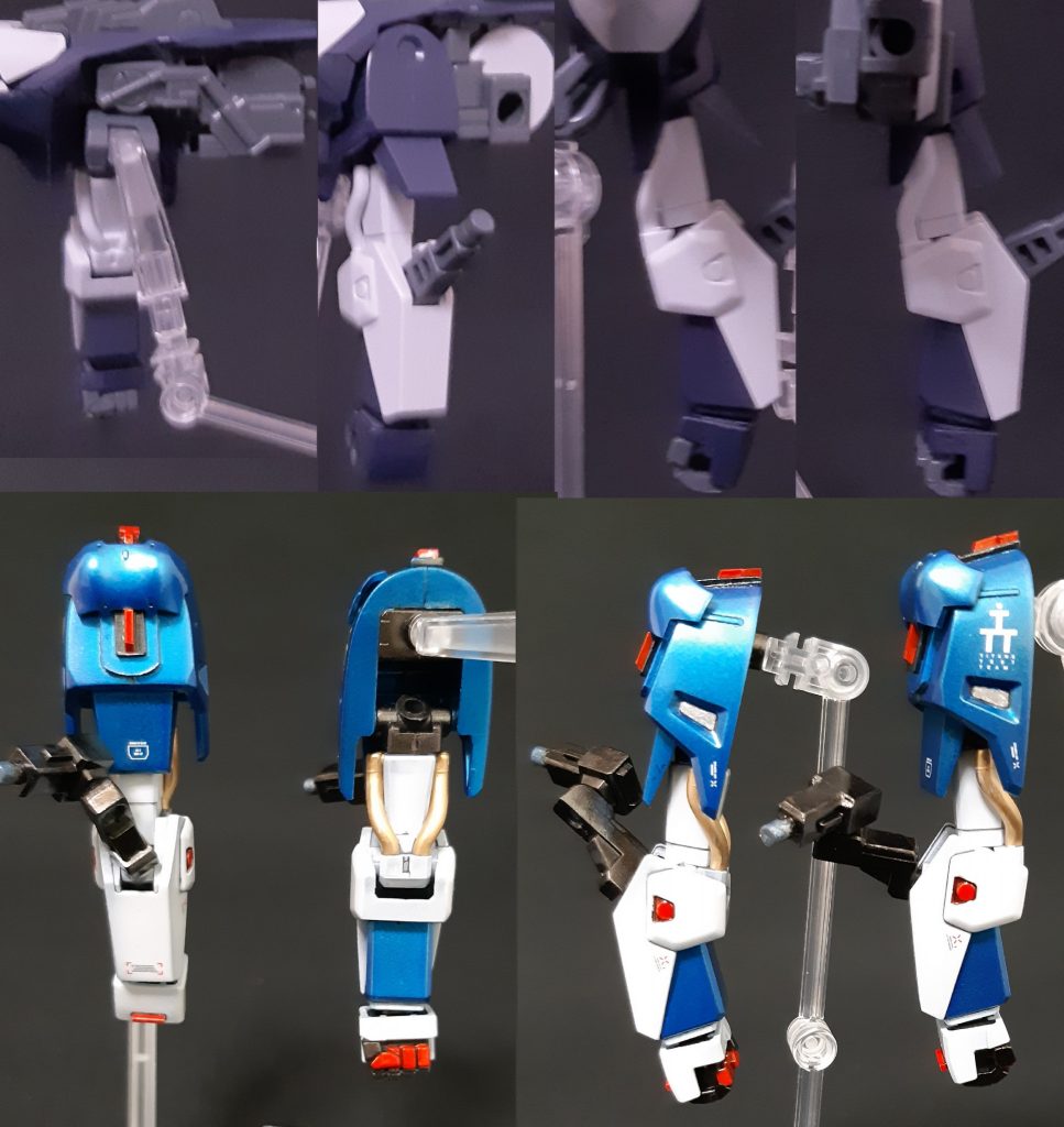 肩はジャンクとプラ板を使用してディティールアップシールドバインダーの接続アームはジャンクパーツを切削加工してフレキシブルに動くように新規作成