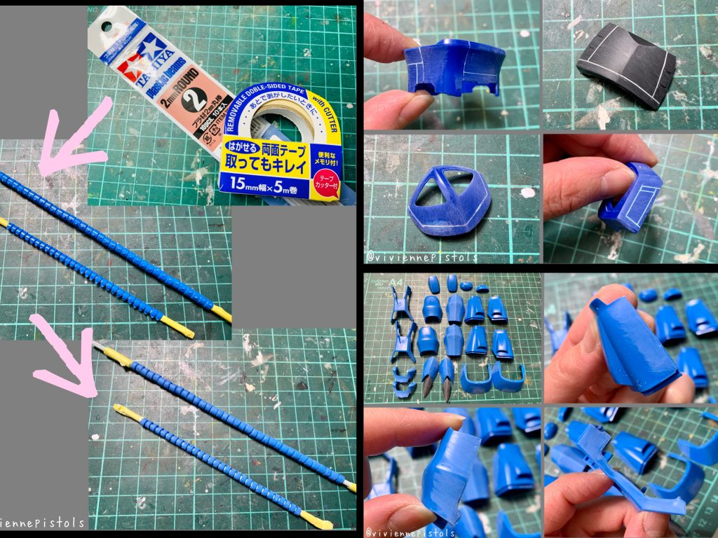 新たなスジ彫りと段落ちモールドを追加しました。動力パイプは、プラ棒に通しヤスリがけをしました。